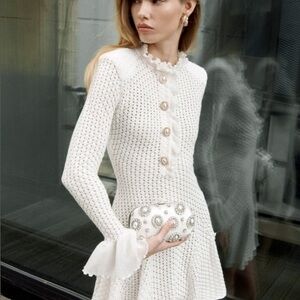 Self-Portrait | Dresses | Nwt Self Portrait 3d Floral Guipure Lace Mini  Dress In White Size 8 | Poshmark